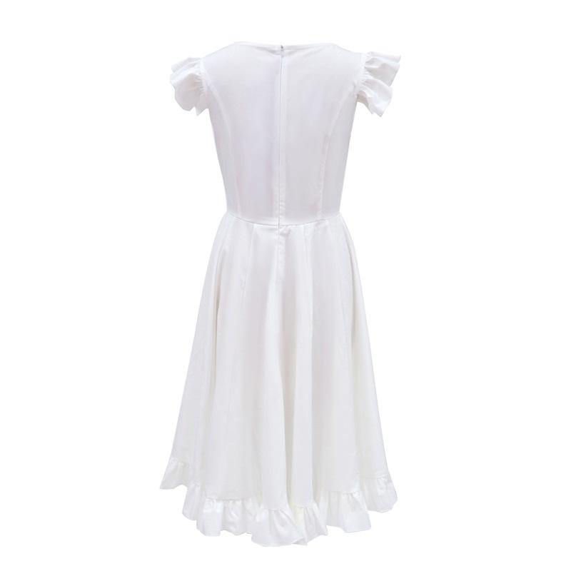 Fall Women Short Sleeves Daily Dresses-Mini Dresses-White-S-Free Shipping Leatheretro