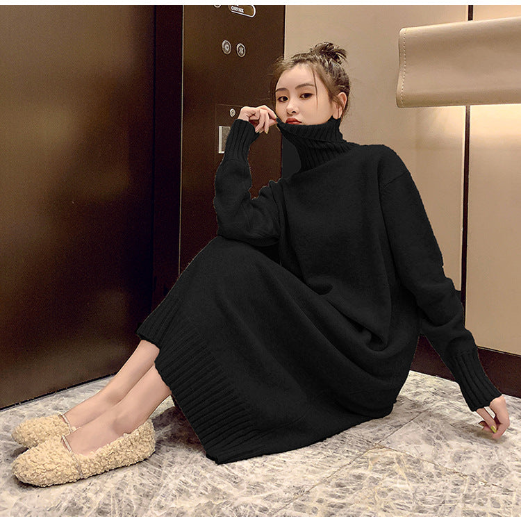 Winter Warm Turtleneck Pullover Long Dresses for Women-Dresses-Off the White-M-Free Shipping Leatheretro