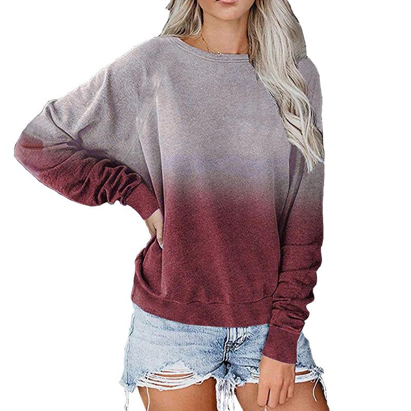 Casual Long Sleeves Pullover Gradient Hoodies-Sweater&Hoodies-Wine Red-S-Free Shipping Leatheretro