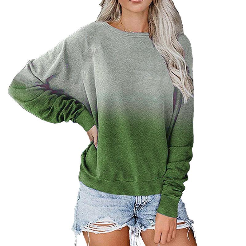 Casual Long Sleeves Pullover Gradient Hoodies-Sweater&Hoodies-Green-S-Free Shipping Leatheretro