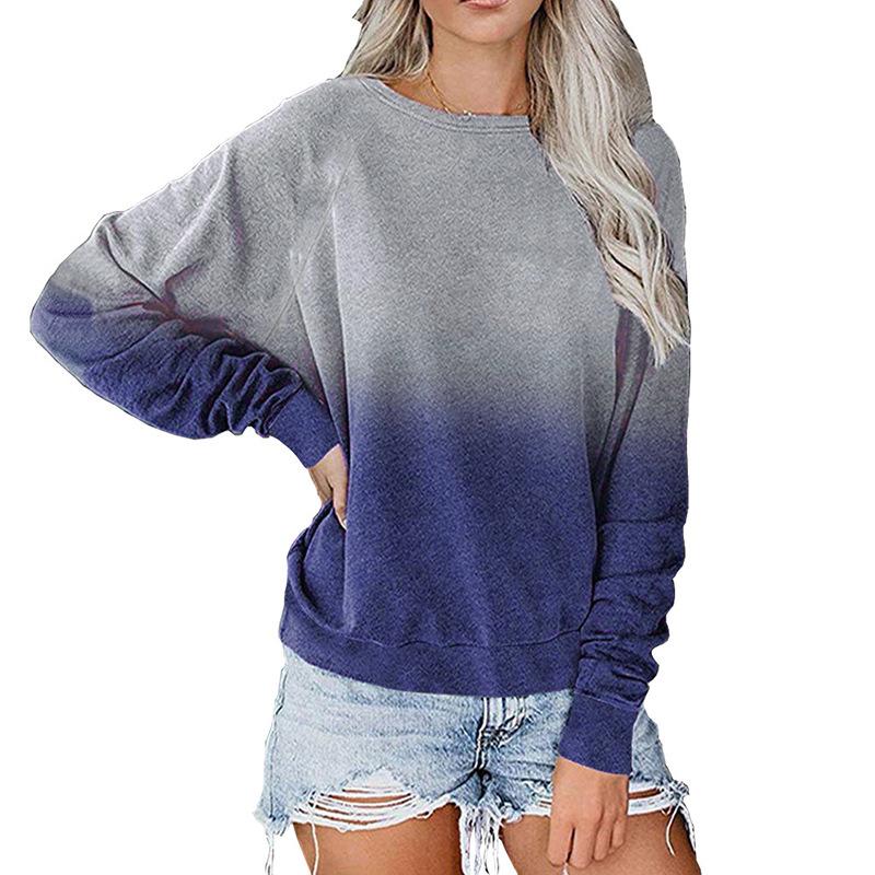 Casual Long Sleeves Pullover Gradient Hoodies-Sweater&Hoodies-Dark Blue-S-Free Shipping Leatheretro