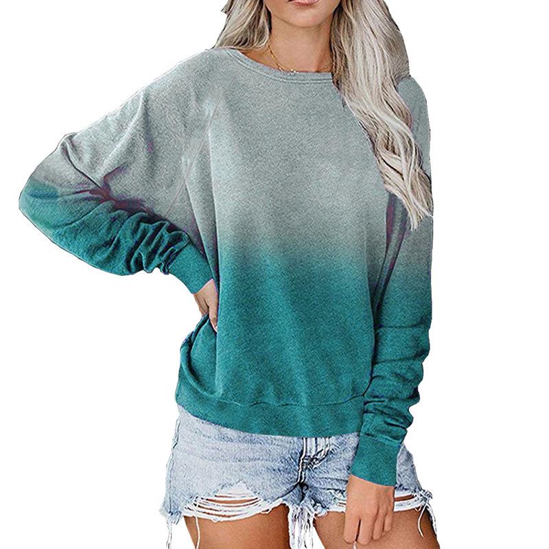 Casual Long Sleeves Pullover Gradient Hoodies-Sweater&Hoodies-Lake Blue-S-Free Shipping Leatheretro