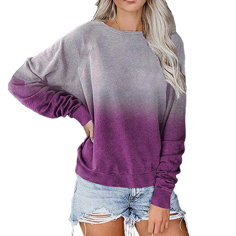 Casual Long Sleeves Pullover Gradient Hoodies-Sweater&Hoodies-Rose Red-S-Free Shipping Leatheretro