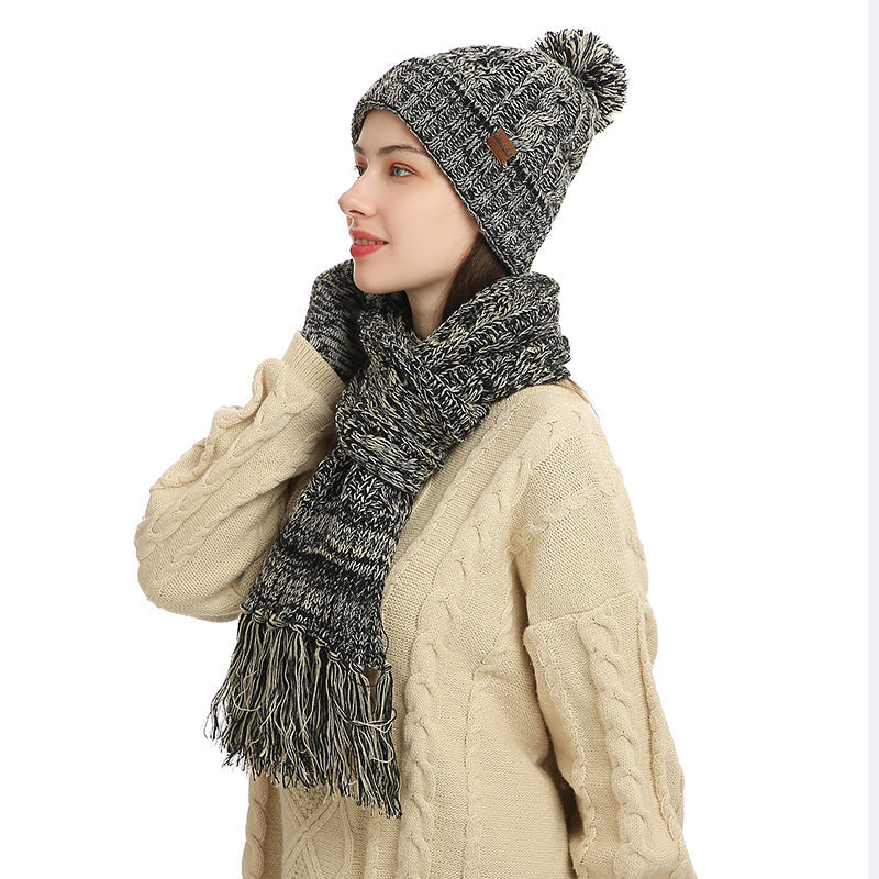 Women Winter Kntiting Colorful Hats&scarfs Sets-Hats-Pruple-Free Shipping Leatheretro