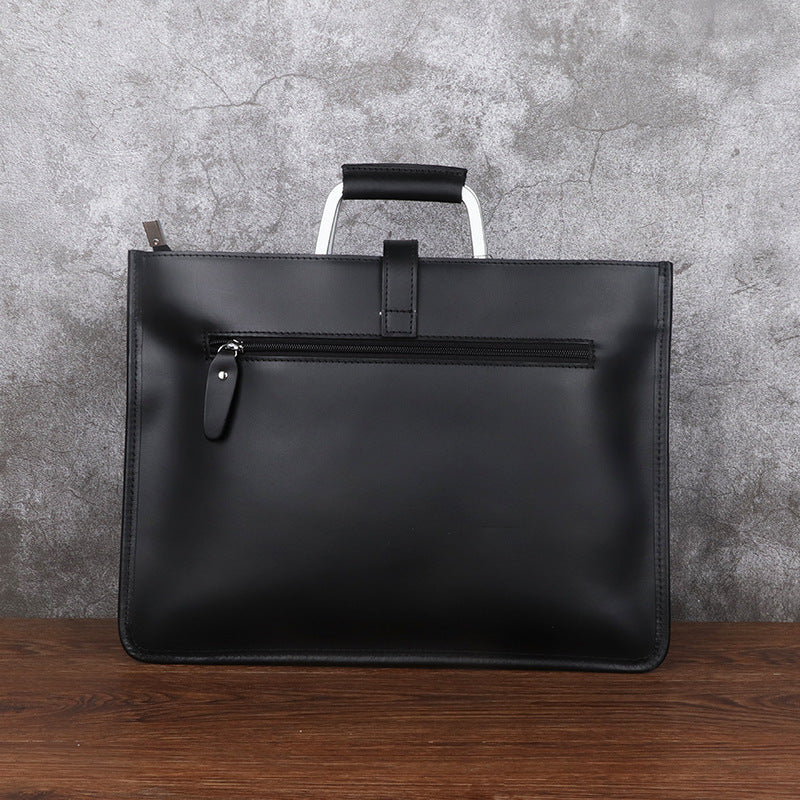 Vintage Leather Business Shoulder Bags 3032-Leather Briefcase-Black-Free Shipping Leatheretro