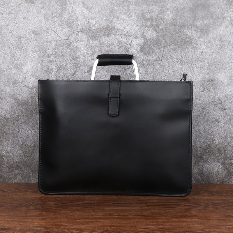 Vintage Leather Business Shoulder Bags 3032-Leather Briefcase-Black-Free Shipping Leatheretro