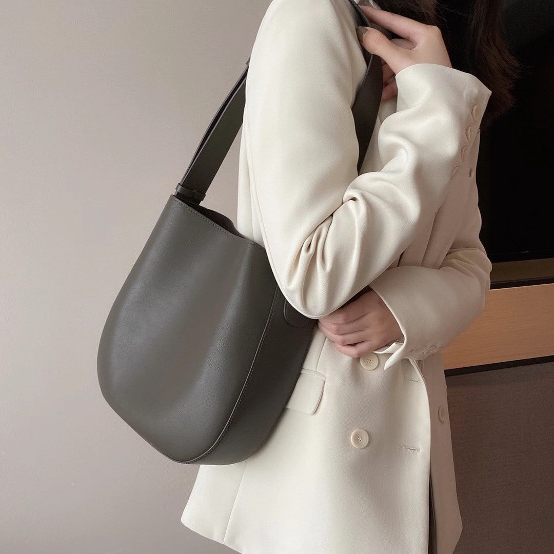 Women Leather Buckle Tote Handbag W9753-Leather Women Bags-Khaki-Free Shipping Leatheretro