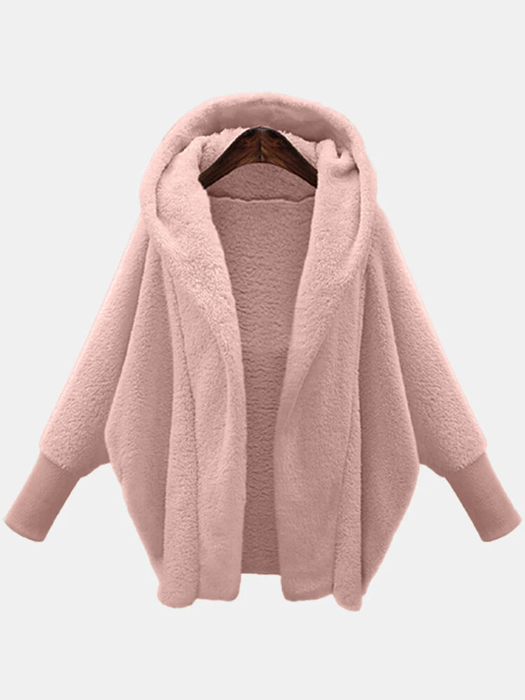Fashion Velvet Batwing Style Hoodies for Women-Outerwear-Pink-M-Free Shipping Leatheretro