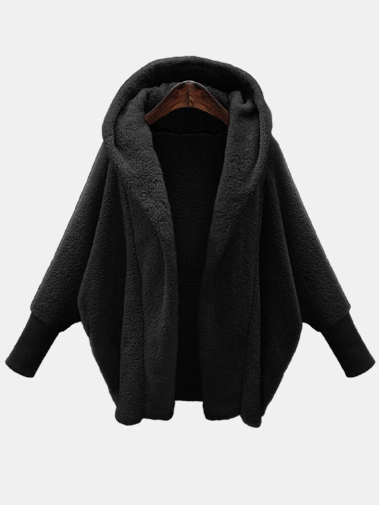 Fashion Velvet Batwing Style Hoodies for Women-Outerwear-Black-M-Free Shipping Leatheretro