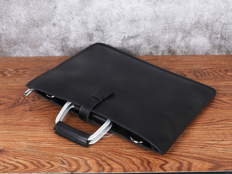Vintage Leather Business Shoulder Bags 3032-Leather Briefcase-Black-Free Shipping Leatheretro