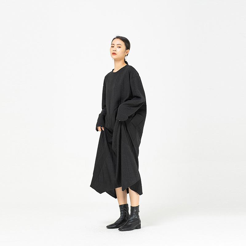 Black Irregular Women Winter Long Dresses-Cozy Dresses-Black-One Size-Free Shipping Leatheretro