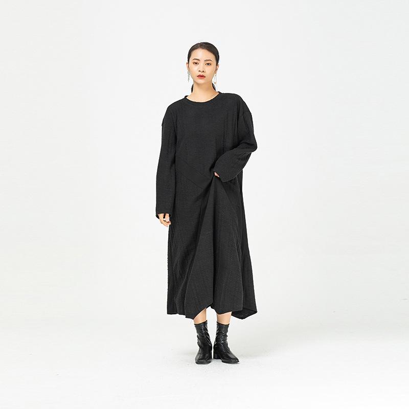 Black Irregular Women Winter Long Dresses-Cozy Dresses-Black-One Size-Free Shipping Leatheretro
