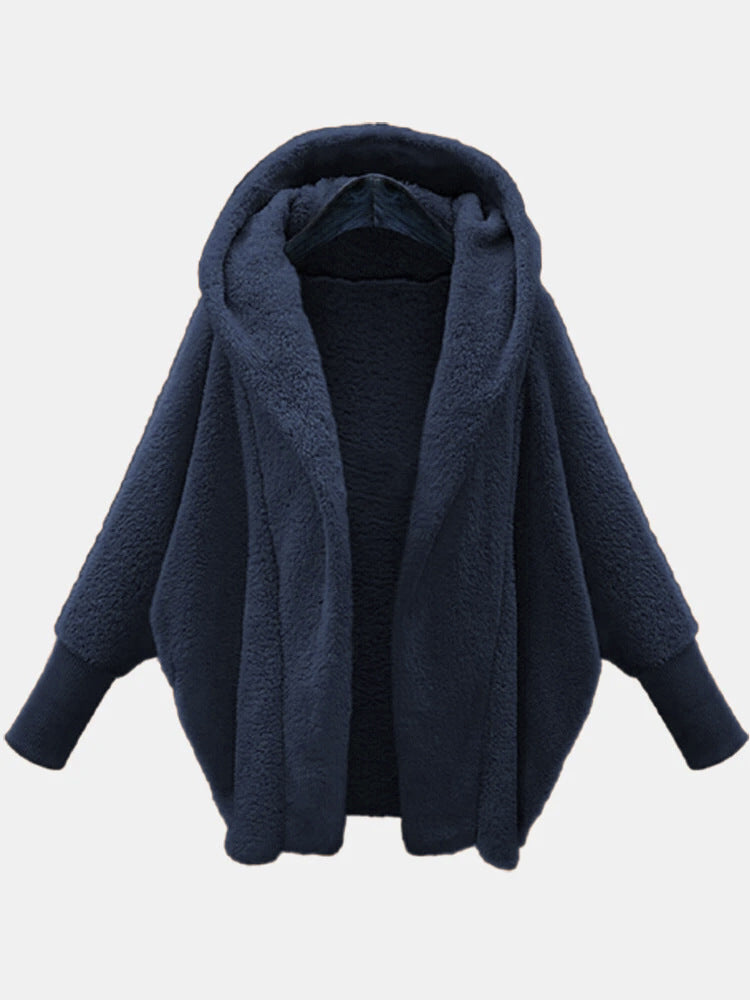 Fashion Velvet Batwing Style Hoodies for Women-Outerwear-Navy Blue-M-Free Shipping Leatheretro