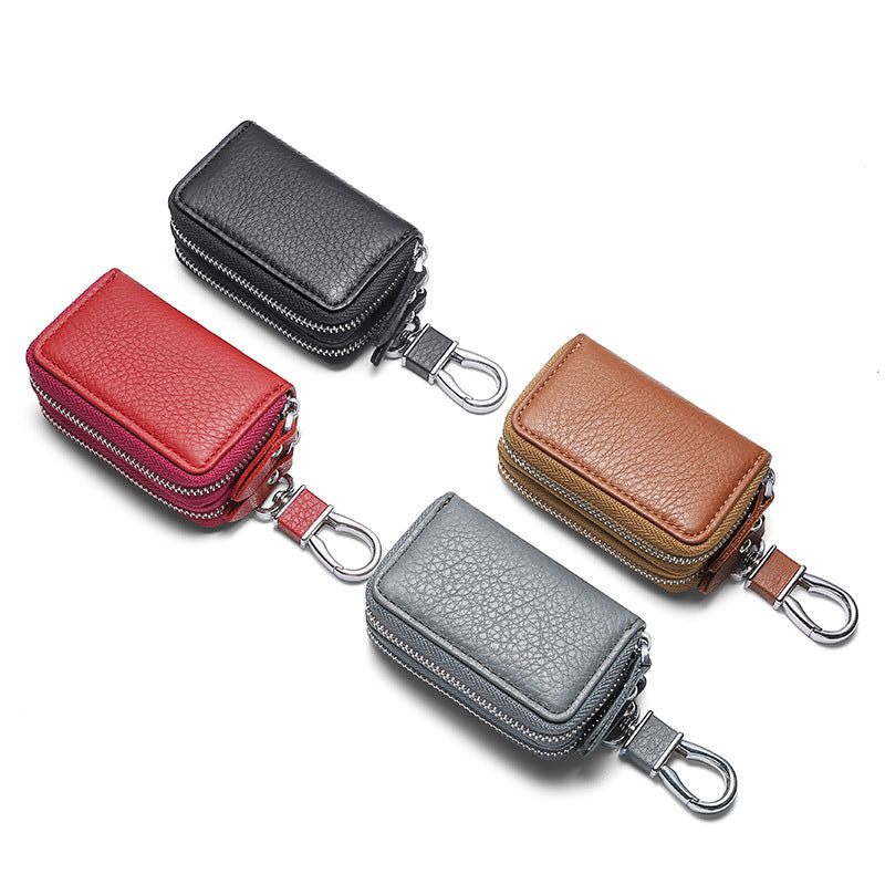 Multi Functional Leather Double Car Keys K5210-Leather Cases for Key-Wine Red-Free Shipping Leatheretro