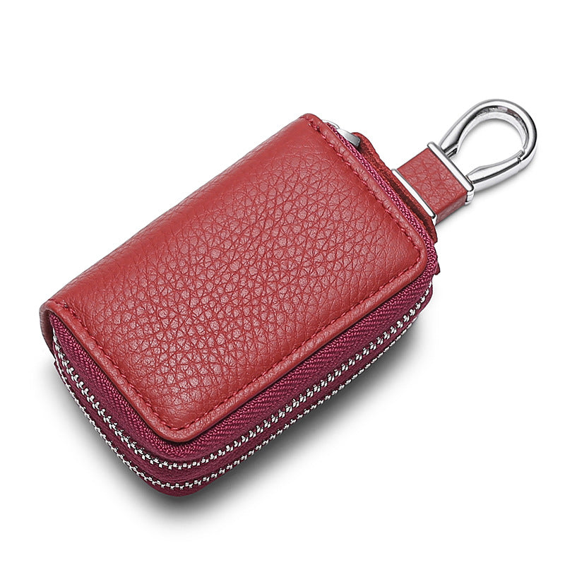 Multi Functional Leather Double Car Keys K5210-Leather Cases for Key-Wine Red-Free Shipping Leatheretro