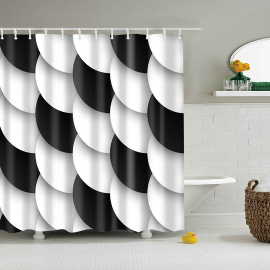 3D Black White Fabric Shower Curtain-Shower Curtains-180×180cm Shower Curtain Only-Free Shipping Leatheretro