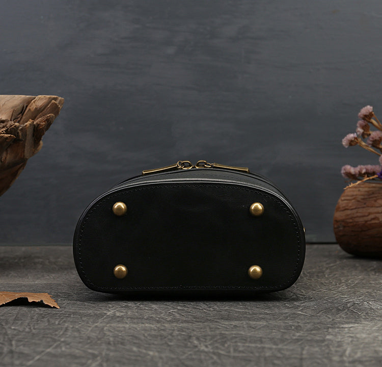 Casual Women Leather Shoulder Bucket Handbags 9182-Handbag & Wallet Accessories-Dark Brown-Free Shipping Leatheretro