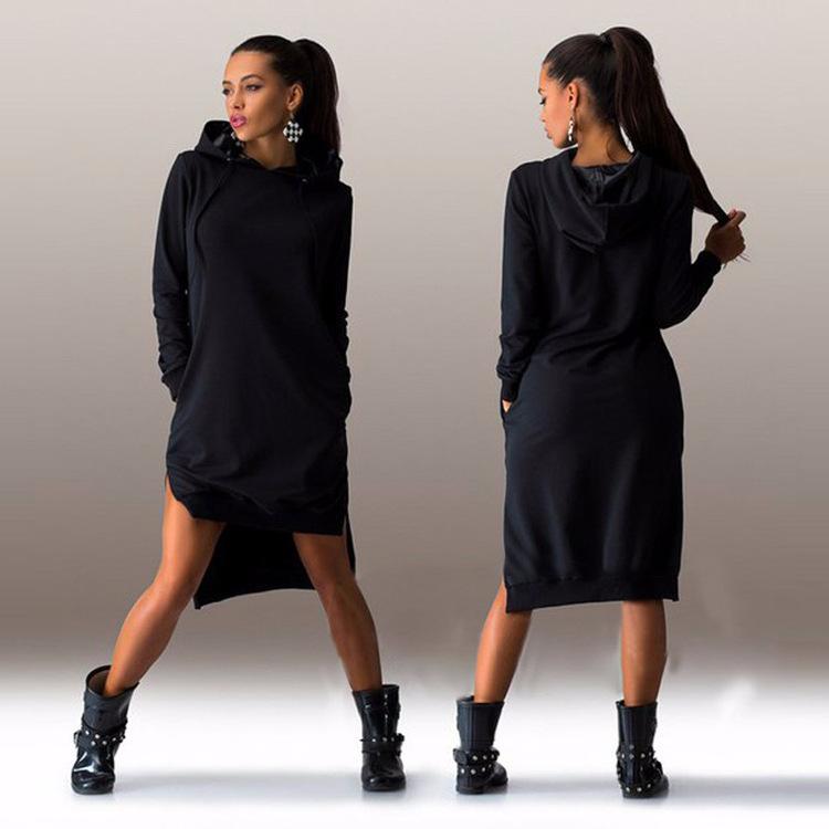 Women Autumn Long Sleeves Hoody Dresses-Mini Dresses-Red-S-Free Shipping Leatheretro