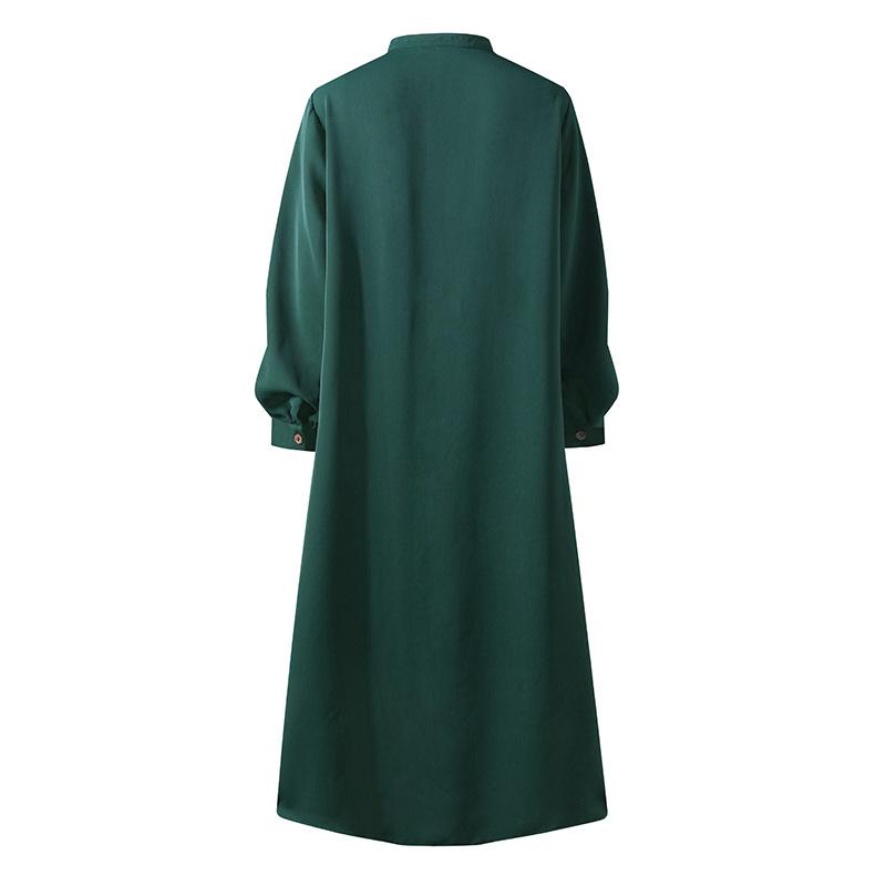 Women Leisure Long Sleeves Shirt Dresses-Maxi Dresses-Wine Red-S-Free Shipping Leatheretro