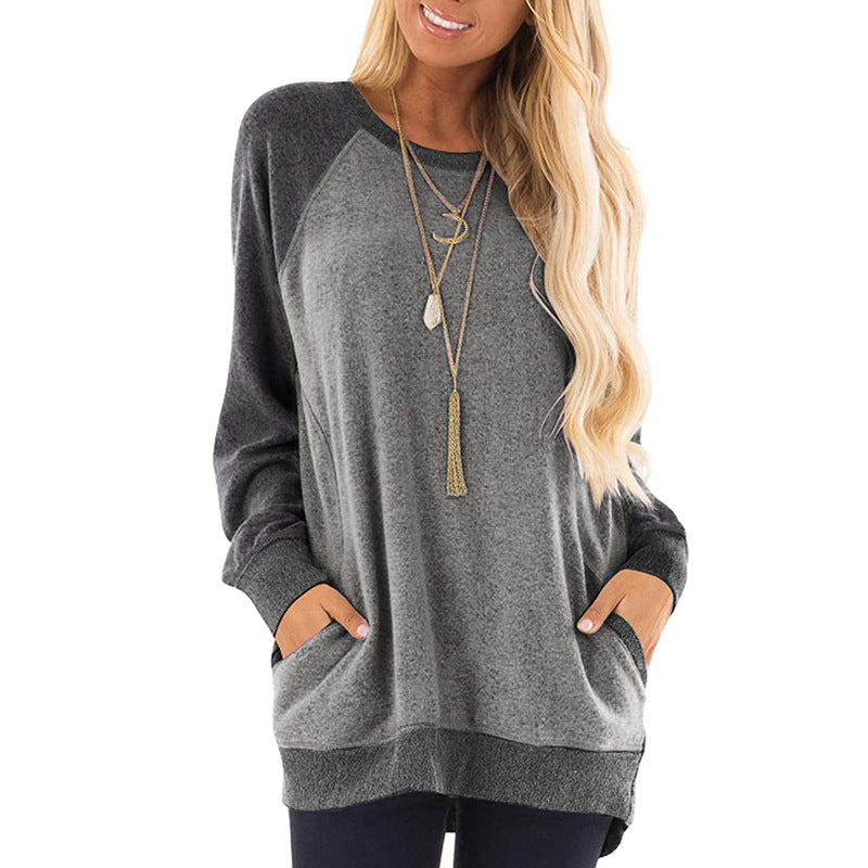 Casual Long Sleeves Pullover Shirts for Women-Shirts & Tops-Gray-S-Free Shipping Leatheretro