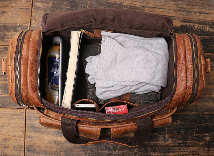 New Men Leather Traveling Shoudler Bags L0571-Leather Duffle Bags-Black-Free Shipping Leatheretro