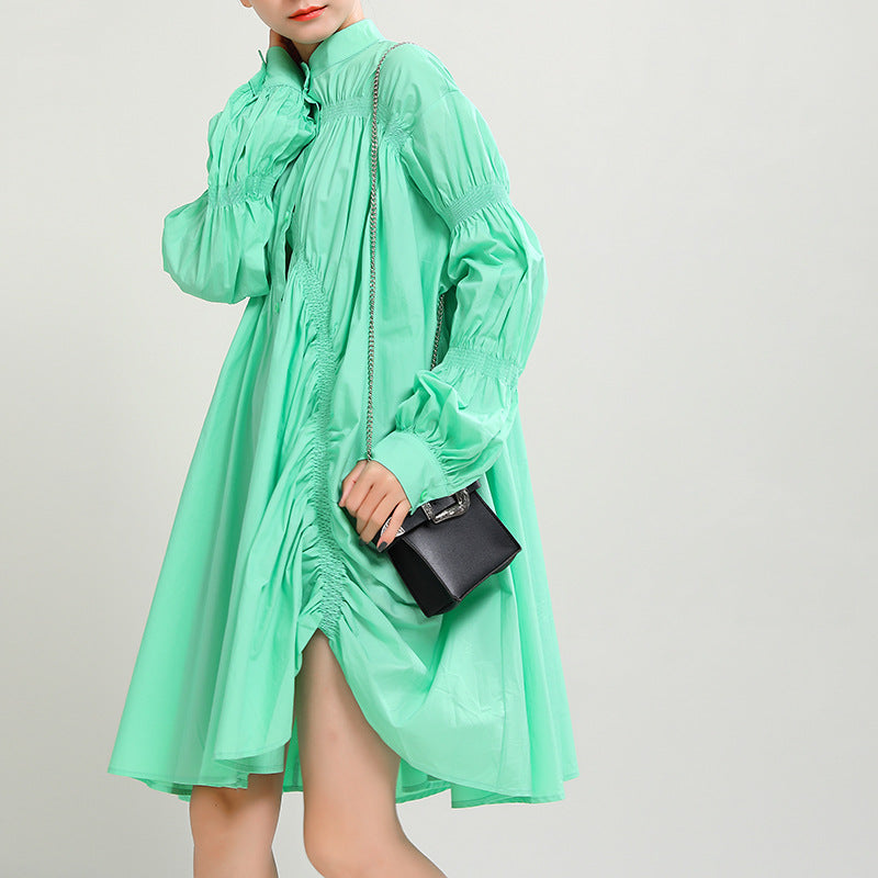 Designed Women Irregular Puff Sleeves Dresses-Dresses-Green-One Size-Free Shipping Leatheretro