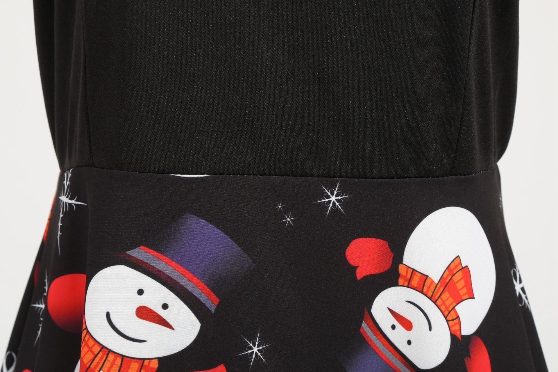 Women Vintage Christmas Snowmen Slim Waist Dresses-Vintage Dresses-Black-S-Free Shipping Leatheretro
