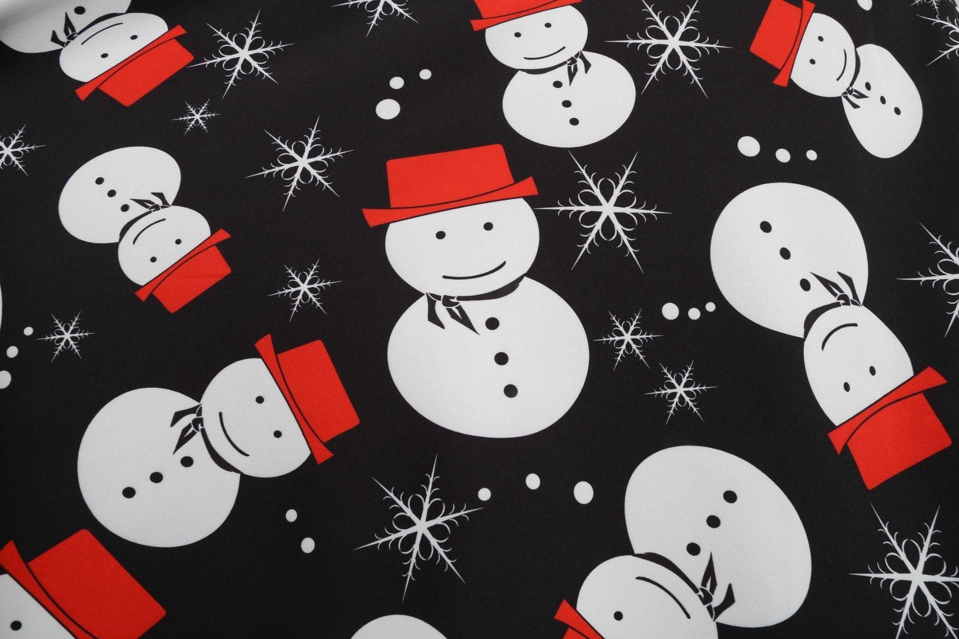 Women Christmas Snowman Long Sleeves Winter Dresses-Vintage Dresses-Black-S-Free Shipping Leatheretro