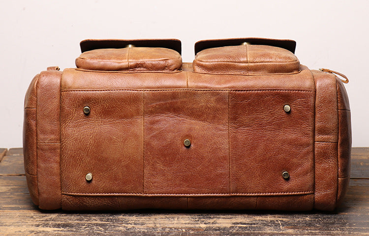 New Men Leather Traveling Shoudler Bags L0571-Leather Duffle Bags-Black-Free Shipping Leatheretro