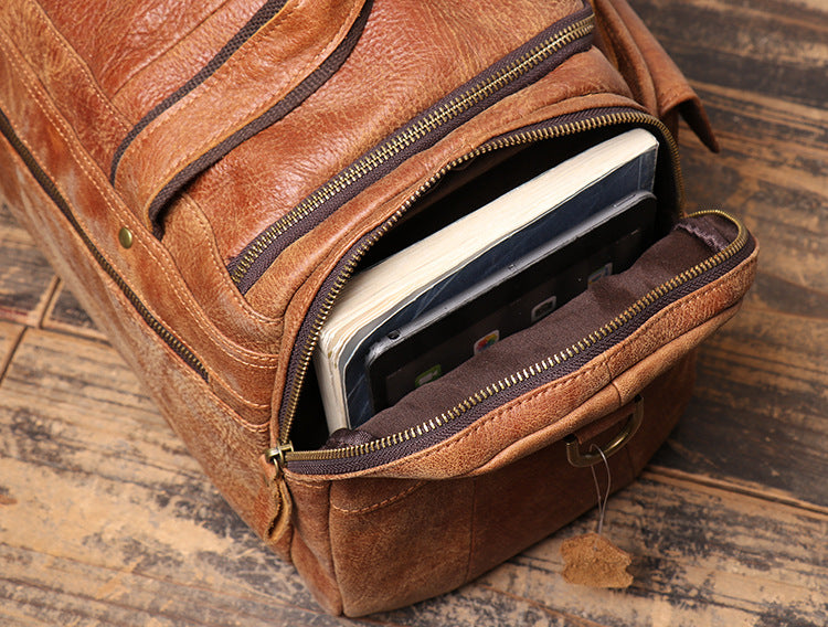 New Men Leather Traveling Shoudler Bags L0571-Leather Duffle Bags-Black-Free Shipping Leatheretro