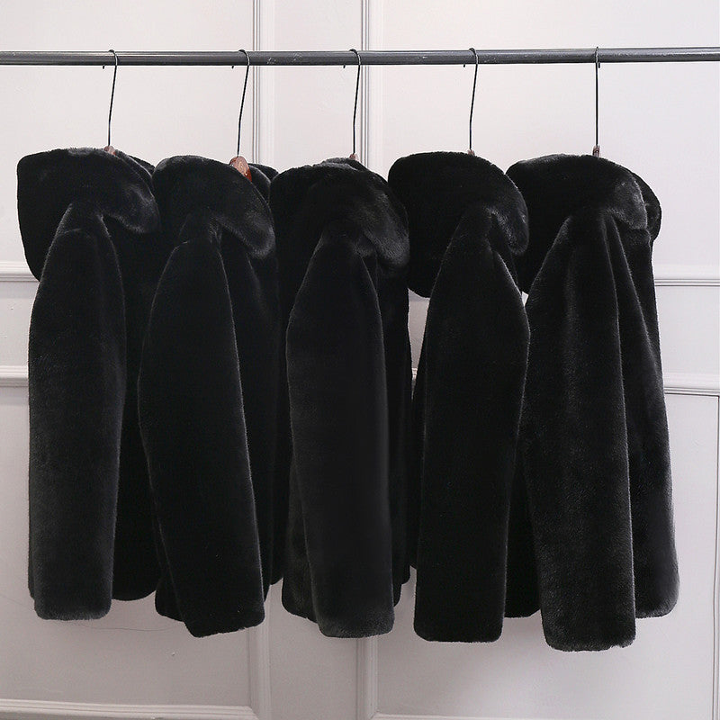 Warm Winter Artificial Fur Plus Sizes Overcoats for Men-Overcoat-With Hat-S-Free Shipping Leatheretro