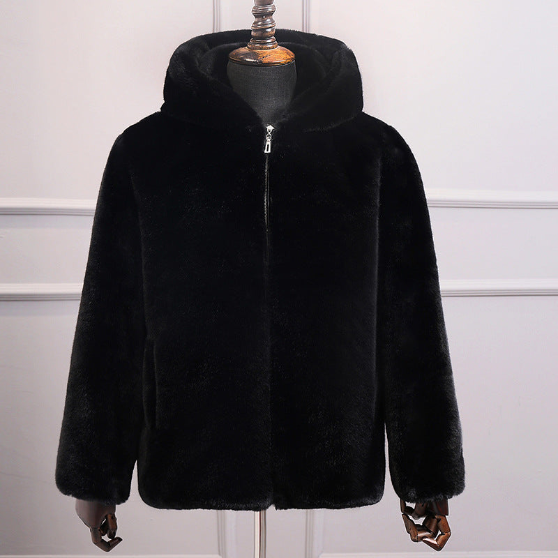 Warm Winter Artificial Fur Plus Sizes Overcoats for Men-Overcoat-With Hat-S-Free Shipping Leatheretro