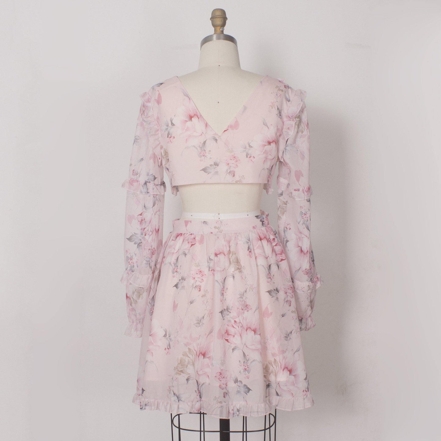Women Pink Chiffon Short Mini Dresses-Mini Dresses-Pink-S-Free Shipping Leatheretro