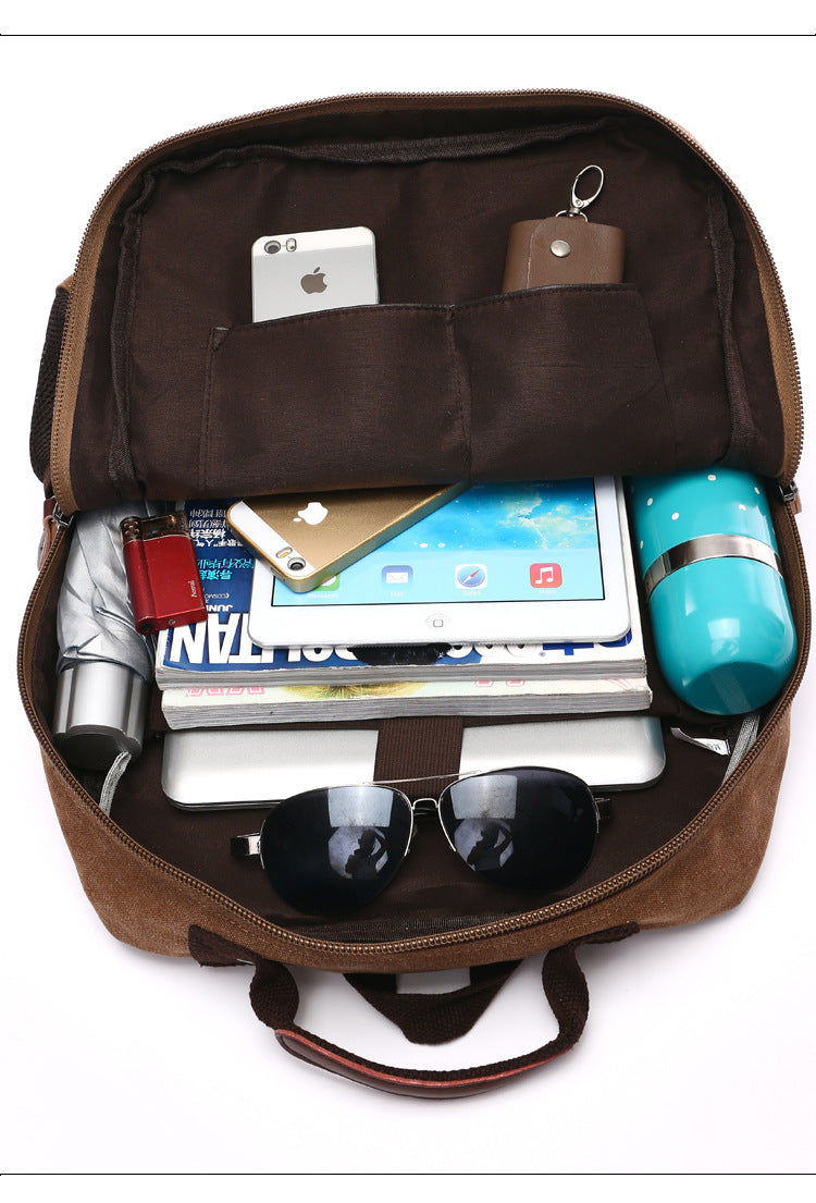 Casual Canvas Travel Student Backpack 8678-Backpacks-Black-Free Shipping Leatheretro