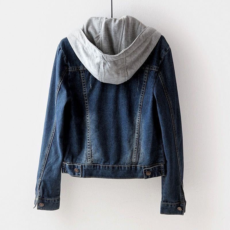 Casual Hoodies Denim Jacket for Girls-Coats & Jackets-Light Blue-S-Free Shipping Leatheretro