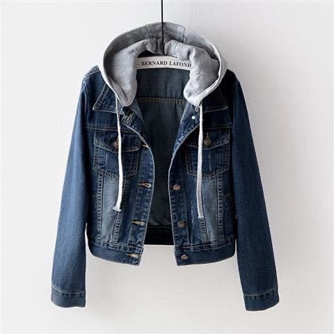 Casual Hoodies Denim Jacket for Girls-Coats & Jackets-Light Blue-S-Free Shipping Leatheretro