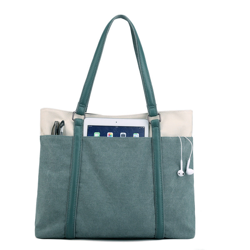 Women Lager Canvas Tote Handbags for Traveling K1901-Handbags-Blue-Free Shipping Leatheretro