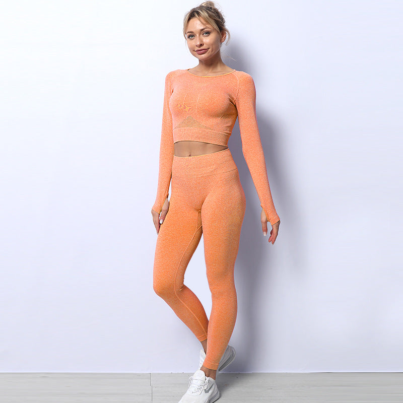 Sexy Sports Long Sleeves Yoga Suits-Exercise & Fitness-Orange-S-Free Shipping Leatheretro