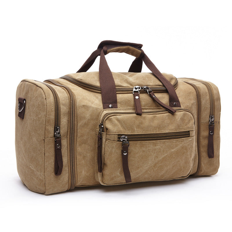 Casual Canvas Large Capacity Weekend Duffle Bags 8842-Duffel Bags-Khaki-Free Shipping Leatheretro