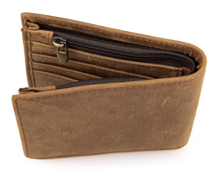 Vintage Crazy Horse Leather Men's Wallet 8056-Leather Wallet-Dark Brown-Free Shipping Leatheretro