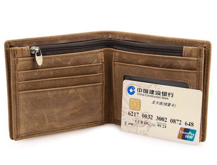 Vintage Crazy Horse Leather Men's Wallet 8056-Leather Wallet-Dark Brown-Free Shipping Leatheretro