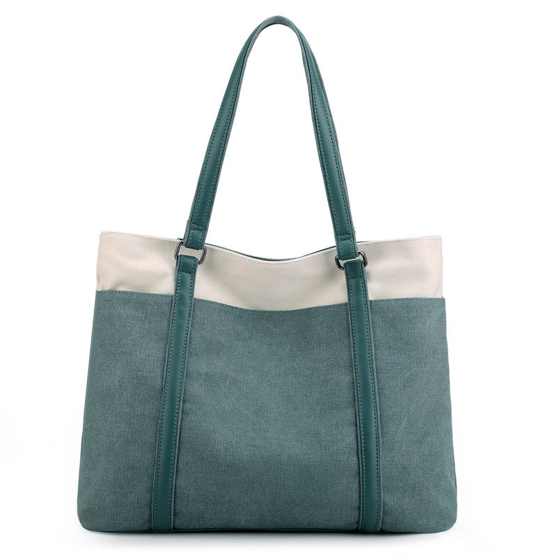 Women Lager Canvas Tote Handbags for Traveling K1901-Handbags-Blue-Free Shipping Leatheretro