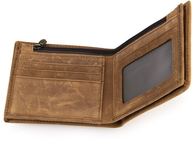 Vintage Crazy Horse Leather Men's Wallet 8056-Leather Wallet-Dark Brown-Free Shipping Leatheretro