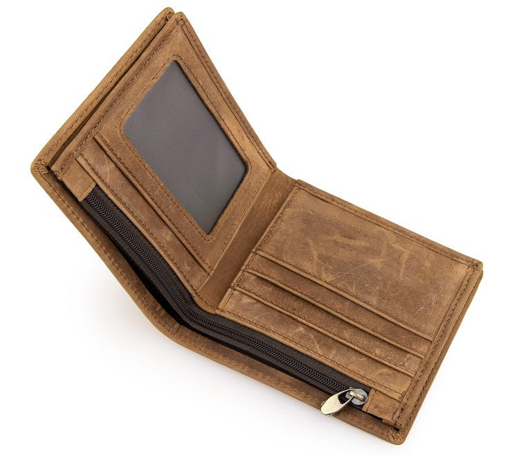 Vintage Crazy Horse Leather Men's Wallet 8056-Leather Wallet-Dark Brown-Free Shipping Leatheretro