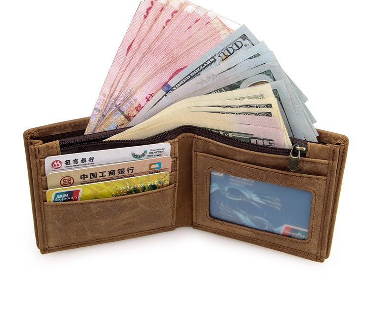 Vintage Crazy Horse Leather Men's Wallet 8056-Leather Wallet-Dark Brown-Free Shipping Leatheretro