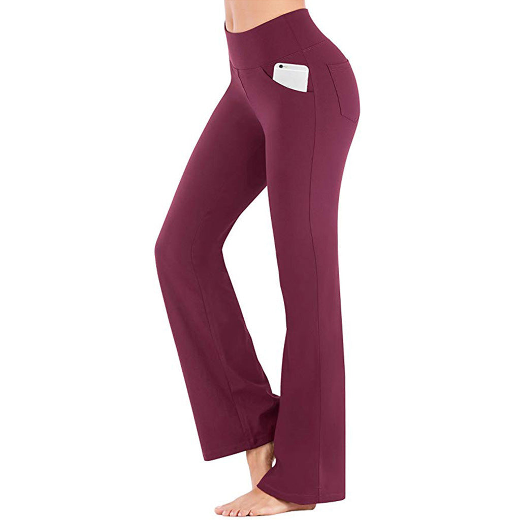 Women High Waist Casual Yoga Pants-Pants-Wine Red-S-Free Shipping Leatheretro