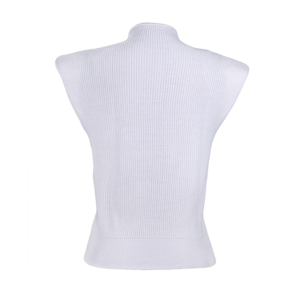 Women High Neck Sleeveless Knitting Top Sweaters-White-S-Free Shipping Leatheretro