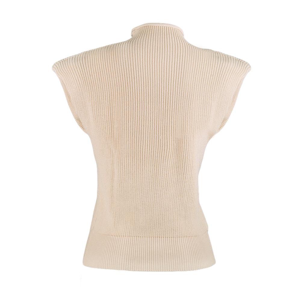 Women High Neck Sleeveless Knitting Top Sweaters-White-S-Free Shipping Leatheretro