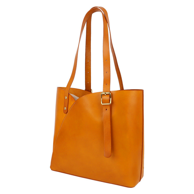 80s Vegetable Tanned Leather Tote Handbag for Women LC29-Handbag & Wallet Accessories-Green-Free Shipping Leatheretro