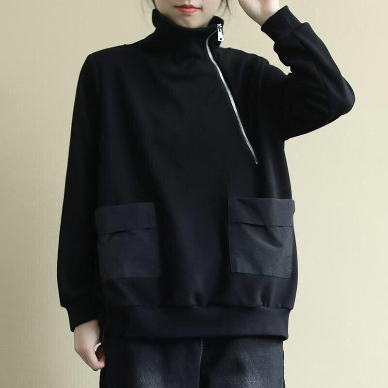 Black Plus Sizes Warm Long Sleeves Casual Hoodies-Black-L 45-55kg-Free Shipping Leatheretro